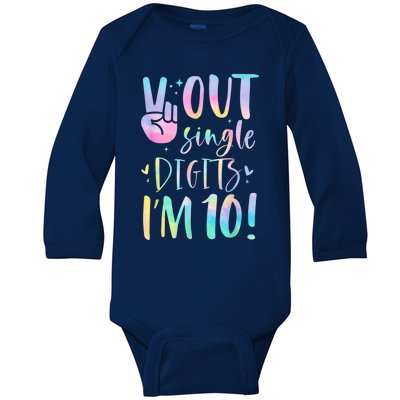 Peace Out Single Digits I'm 10 Year Old 10th Birthday Girl Baby Long Sleeve Bodysuit