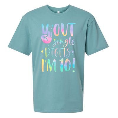 Peace Out Single Digits I'm 10 Year Old 10th Birthday Girl Sueded Cloud Jersey T-Shirt