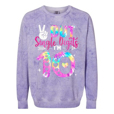 Peace Out Single Digits IM 10 Year Old 10th Birthday Colorblast Crewneck Sweatshirt