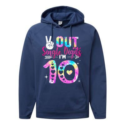 Peace Out Single Digits IM 10 Year Old 10th Birthday Performance Fleece Hoodie