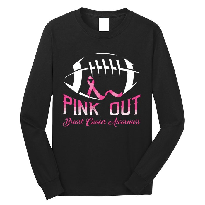 Pink Out Shirts Breast Cancer Football Long Sleeve Shirt