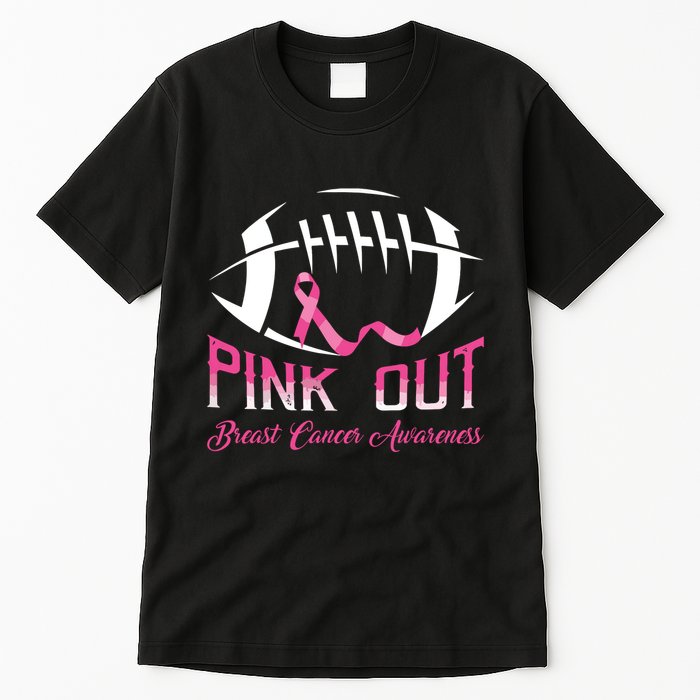 Pink Out Shirts Breast Cancer Football Tall T-Shirt