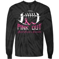 Pink Out Shirts Breast Cancer Football Tie-Dye Long Sleeve Shirt