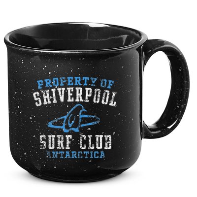 Property Of Shiverpool Surf Club Antarctica Distressed 15oz Campfire Ceramic Mug
