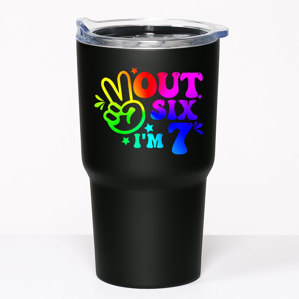 Peace Out Six I'm 7 Year Old 7th Birthday Tumbler