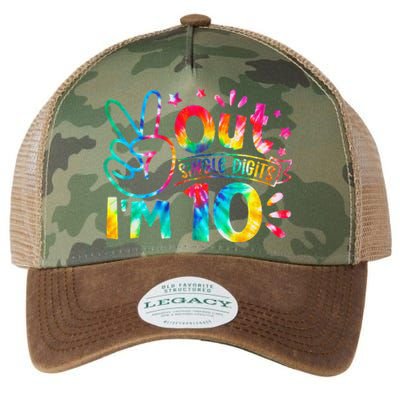 Peace Out Single Digits I'm 10 Years Old Tie Dye Birthday Legacy Tie Dye Trucker Hat