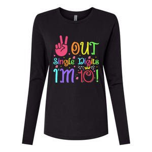 Peace Out Single Digits I'm 10 Year Old 10th Birthday Womens Cotton Relaxed Long Sleeve T-Shirt