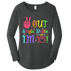 Peace Out Single Digits I'm 10 Year Old 10th Birthday Women's Perfect Tri Tunic Long Sleeve Shirt