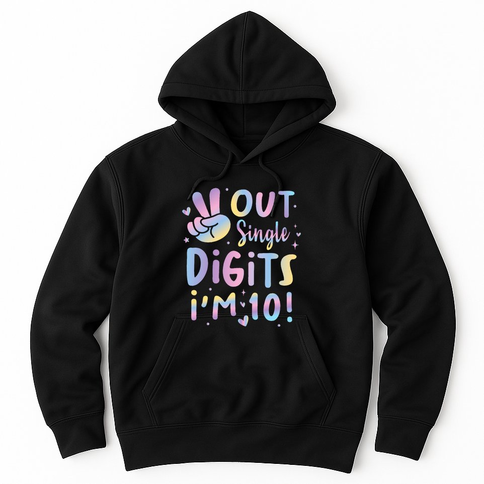 Peace Out Single Digits I'm 10 Year Old 10th Birthday Hoodie