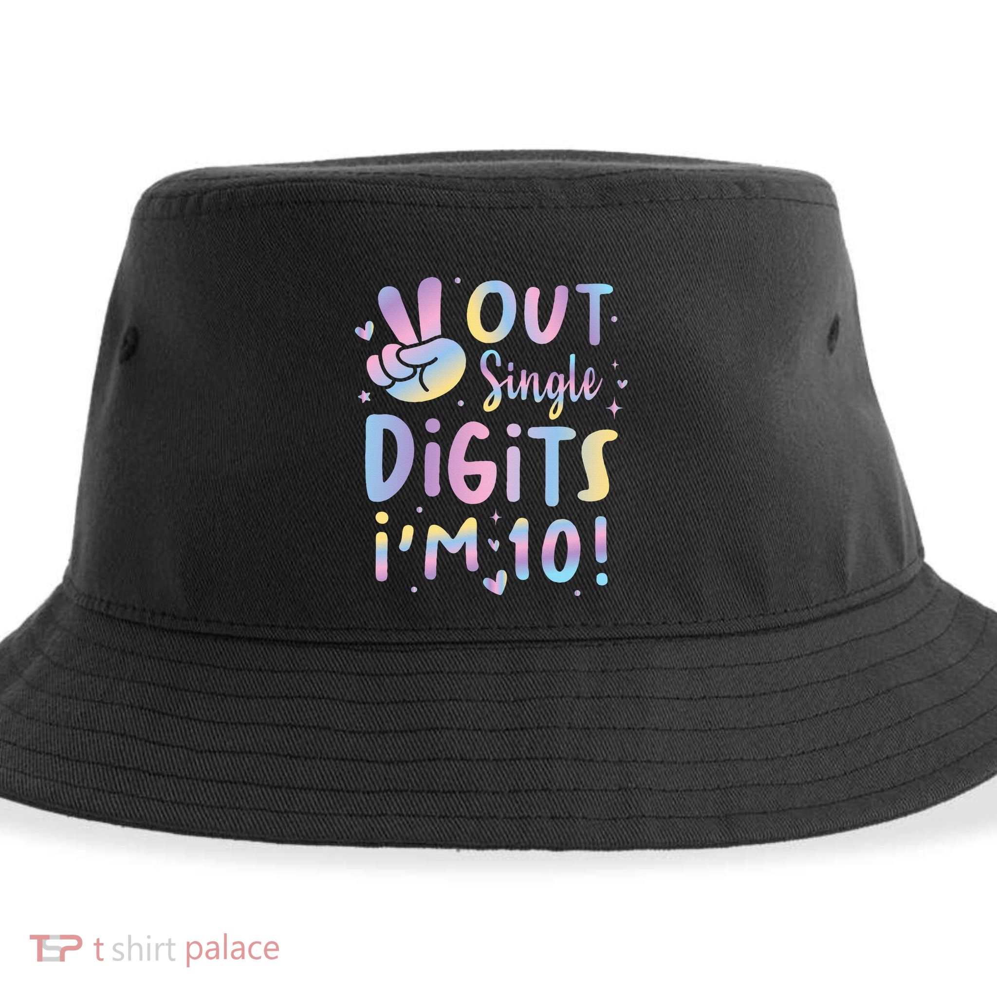 Peace Out Single Digits I'm 10 Year Old 10th Birthday Sustainable Bucket Hat