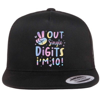 Peace Out Single Digits I'm 10 Year Old 10th Birthday Flatbill Hat