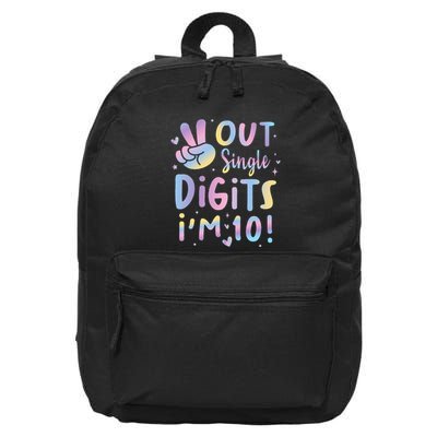 Peace Out Single Digits I'm 10 Year Old 10th Birthday 16 in Basic Backpack