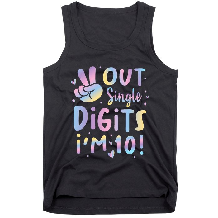 Peace Out Single Digits I'm 10 Year Old 10th Birthday Tank Top