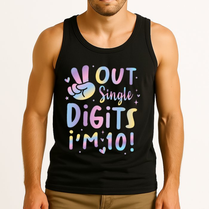 Peace Out Single Digits I'm 10 Year Old 10th Birthday Tank Top