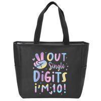 Peace Out Single Digits I'm 10 Year Old 10th Birthday Zip Tote Bag