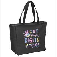 Peace Out Single Digits I'm 10 Year Old 10th Birthday Zip Tote Bag