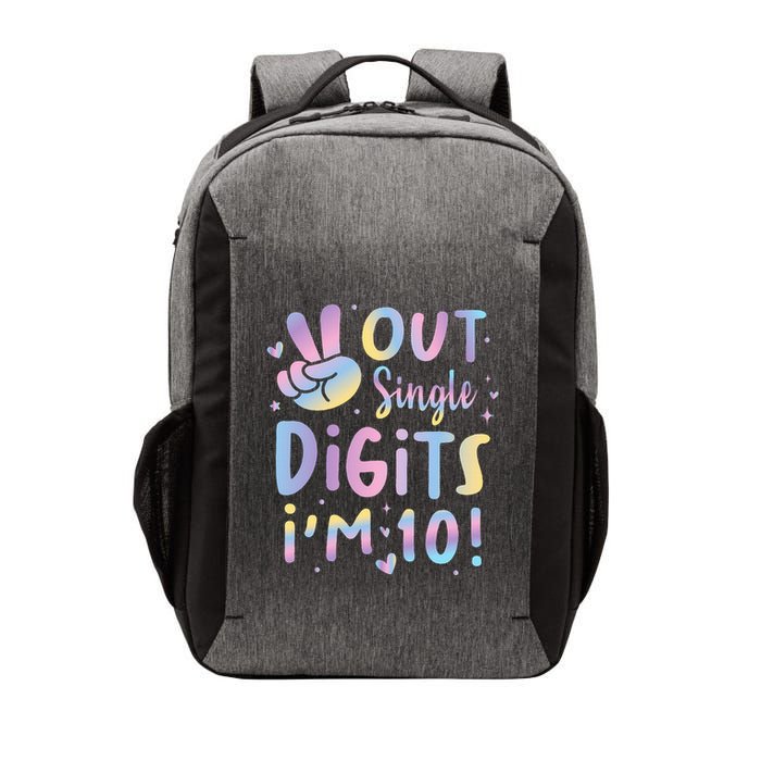 Peace Out Single Digits I'm 10 Year Old 10th Birthday Vector Backpack