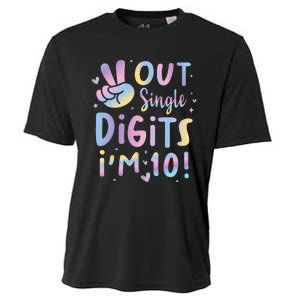 Peace Out Single Digits Im 10 Year Old 10th Birthday Girl Cooling Performance Crew T-Shirt