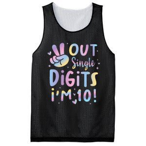 Peace Out Single Digits Im 10 Year Old 10th Birthday Girl Mesh Reversible Basketball Jersey Tank