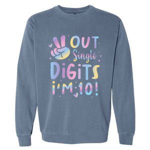 Peace Out Single Digits Im 10 Year Old 10th Birthday Girl Garment-Dyed Sweatshirt