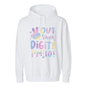 Peace Out Single Digits Im 10 Year Old 10th Birthday Girl Garment-Dyed Fleece Hoodie