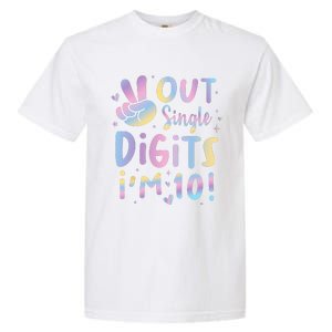 Peace Out Single Digits Im 10 Year Old 10th Birthday Girl Garment-Dyed Heavyweight T-Shirt