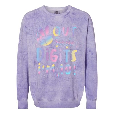 Peace Out Single Digits I'm 10 Year Old 10th Birthday Colorblast Crewneck Sweatshirt