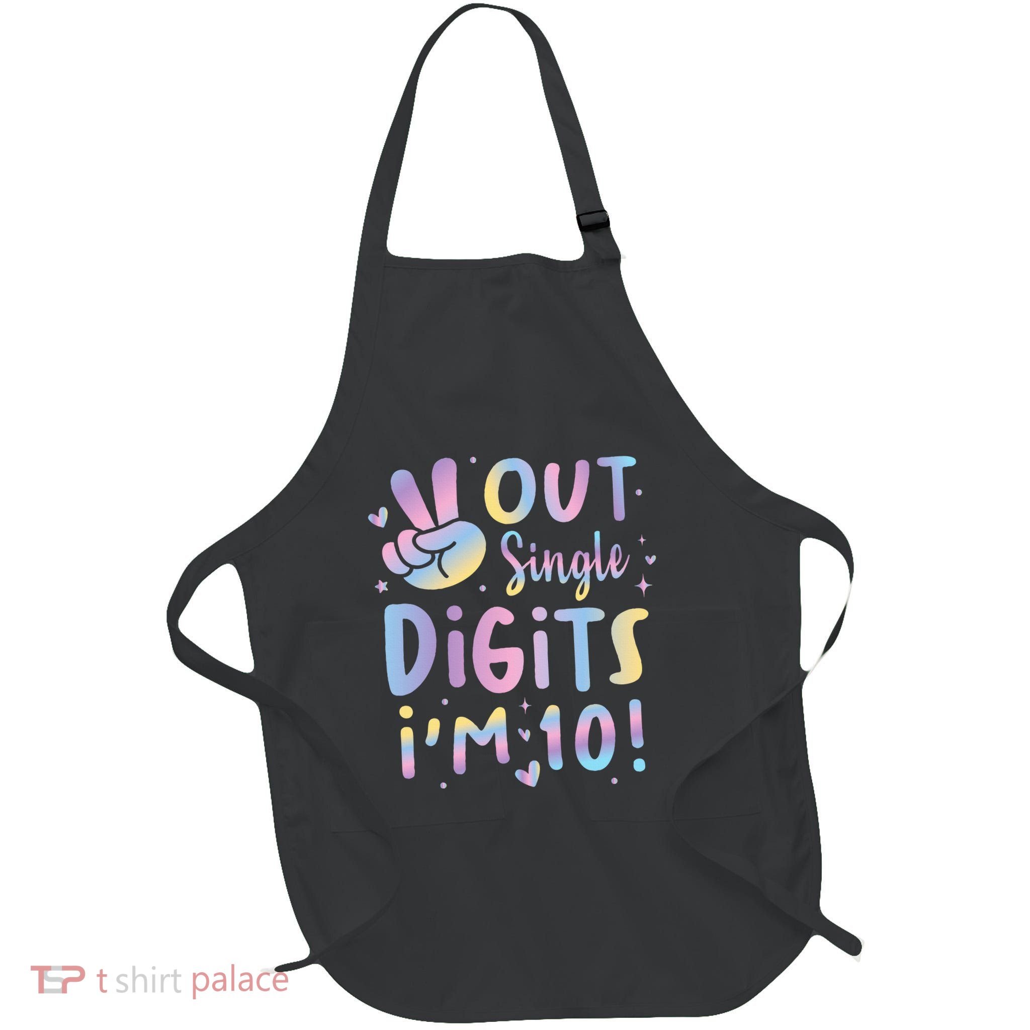 Peace Out Single Digits I'm 10 Year Old 10th Birthday Apron