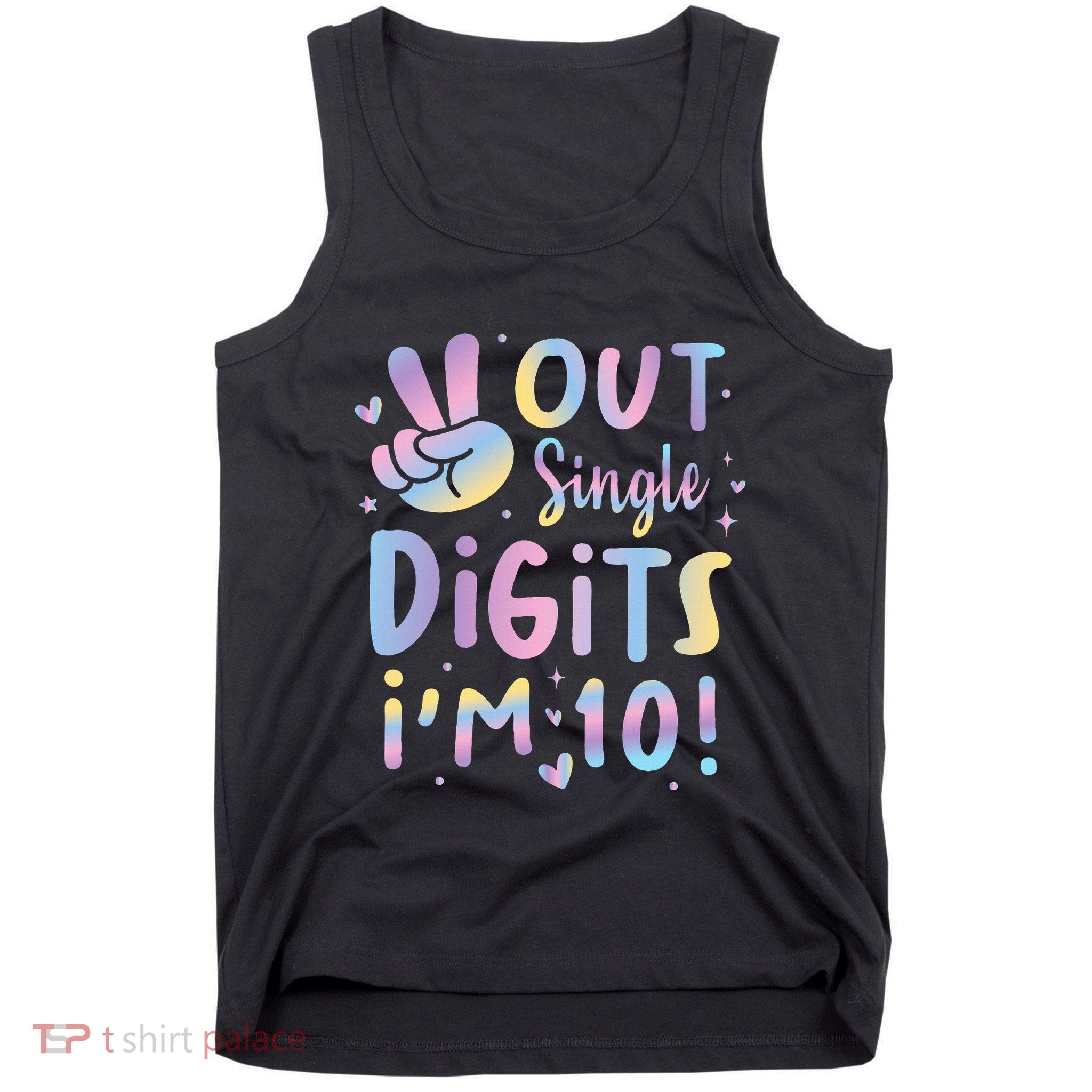 Peace Out Single Digits I'm 10 Year Old 10th Birthday Tank Top