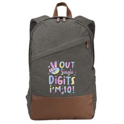 Peace Out Single Digits I'm 10 Year Old 10th Birthday Cotton Canvas Backpack