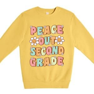 Peace Out Second Grade Cute Groovy Last Day Of 2nd Grade Premium Crewneck Sweatshirt