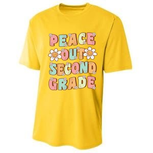 Peace Out Second Grade Cute Groovy Last Day Of 2nd Grade Performance Sprint T-Shirt