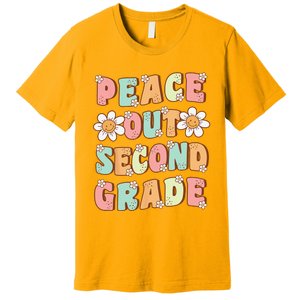 Peace Out Second Grade Cute Groovy Last Day Of 2nd Grade Premium T-Shirt