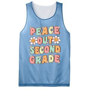 Peace Out Second Grade Cute Groovy Last Day Of 2nd Grade Mesh Reversible Basketball Jersey Tank