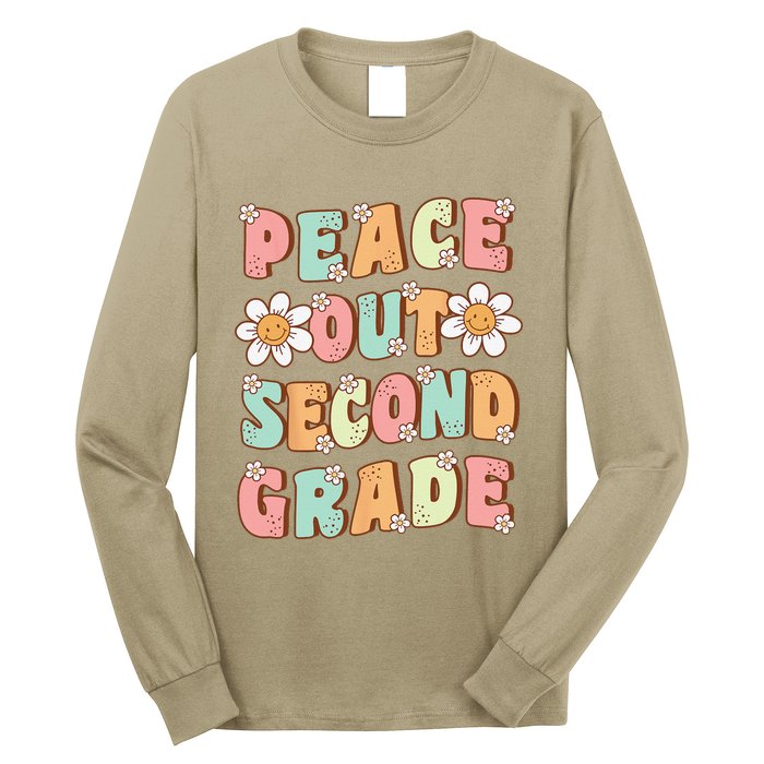 Peace Out Second Grade Cute Groovy Last Day Of 2nd Grade Long Sleeve Shirt