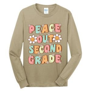 Peace Out Second Grade Cute Groovy Last Day Of 2nd Grade Tall Long Sleeve T-Shirt