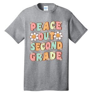 Peace Out Second Grade Cute Groovy Last Day Of 2nd Grade Tall T-Shirt