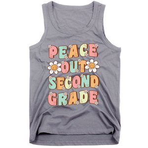 Peace Out Second Grade Cute Groovy Last Day Of 2nd Grade Tank Top