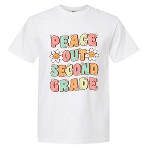 Peace Out Second Grade Cute Groovy Last Day Of 2nd Grade Garment-Dyed Heavyweight T-Shirt