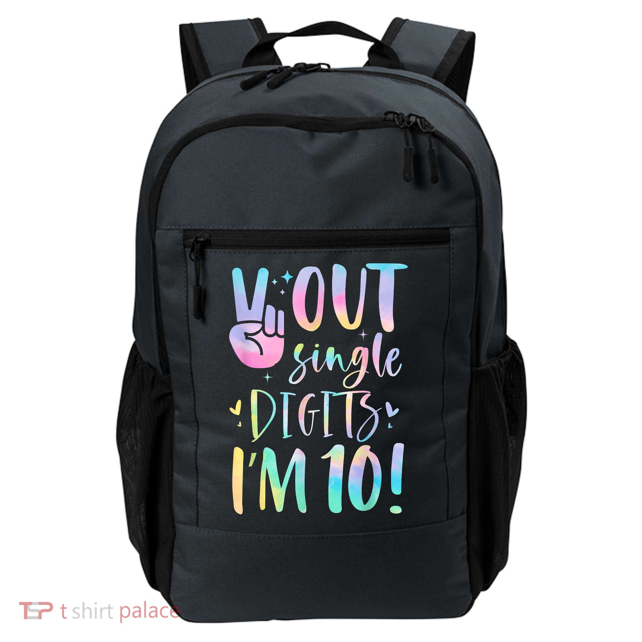 Peace Out Single Digits I'm 10 Year Old 10th Birthday Girl Daily Commute Backpack
