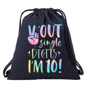 Peace Out Single Digits I'm 10 Year Old 10th Birthday Girl Drawstring Bag