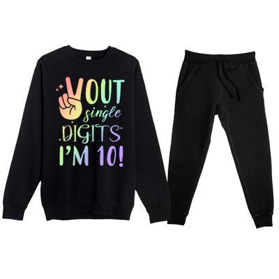 Peace Out Single Digits I'm 10 Birthday Gift Premium Crewneck Sweatsuit Set