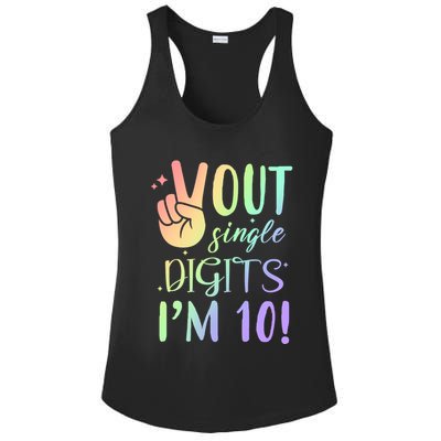 Peace Out Single Digits I'm 10 Birthday Gift Ladies PosiCharge Competitor Racerback Tank