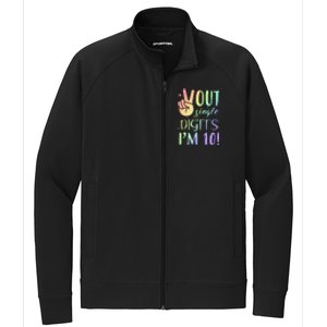 Peace Out Single Digits I'm 10 Birthday Gift Stretch Full-Zip Cadet Jacket