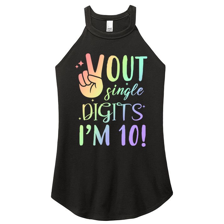 Peace Out Single Digits I'm 10 Birthday Gift Women's Perfect Tri Rocker Tank