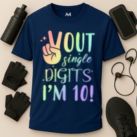 Peace Out Single Digits I'm 10 Birthday Gift Cooling Performance Crew T-Shirt