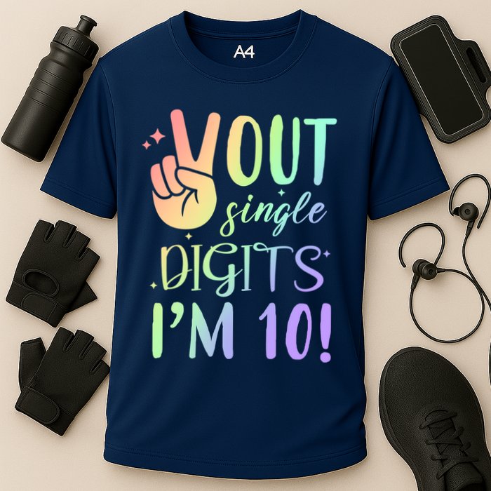Peace Out Single Digits I'm 10 Birthday Gift Cooling Performance Crew T-Shirt