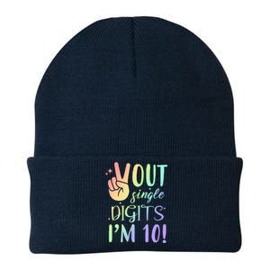 Peace Out Single Digits I'm 10 Birthday Gift Knit Cap Winter Beanie