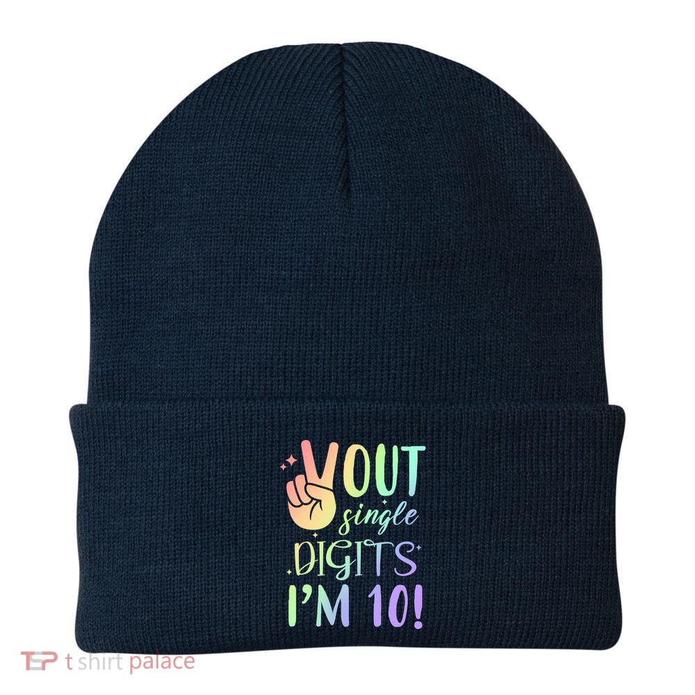 Peace Out Single Digits I'm 10 Birthday Gift Knit Cap Winter Beanie