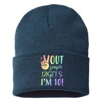 Peace Out Single Digits I'm 10 Birthday Gift Sustainable Knit Beanie